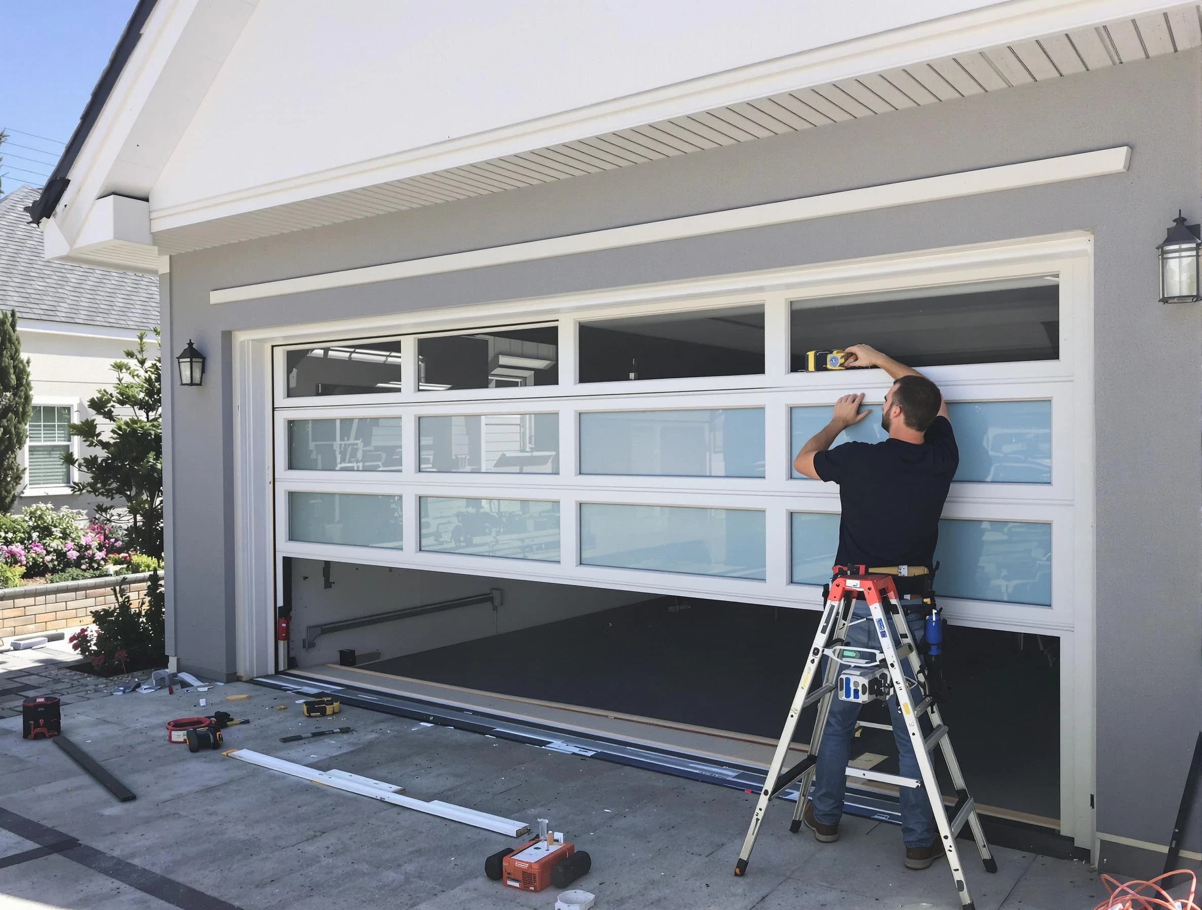 Dedham Garage Door Repair team performing garage door replacement in Dedham