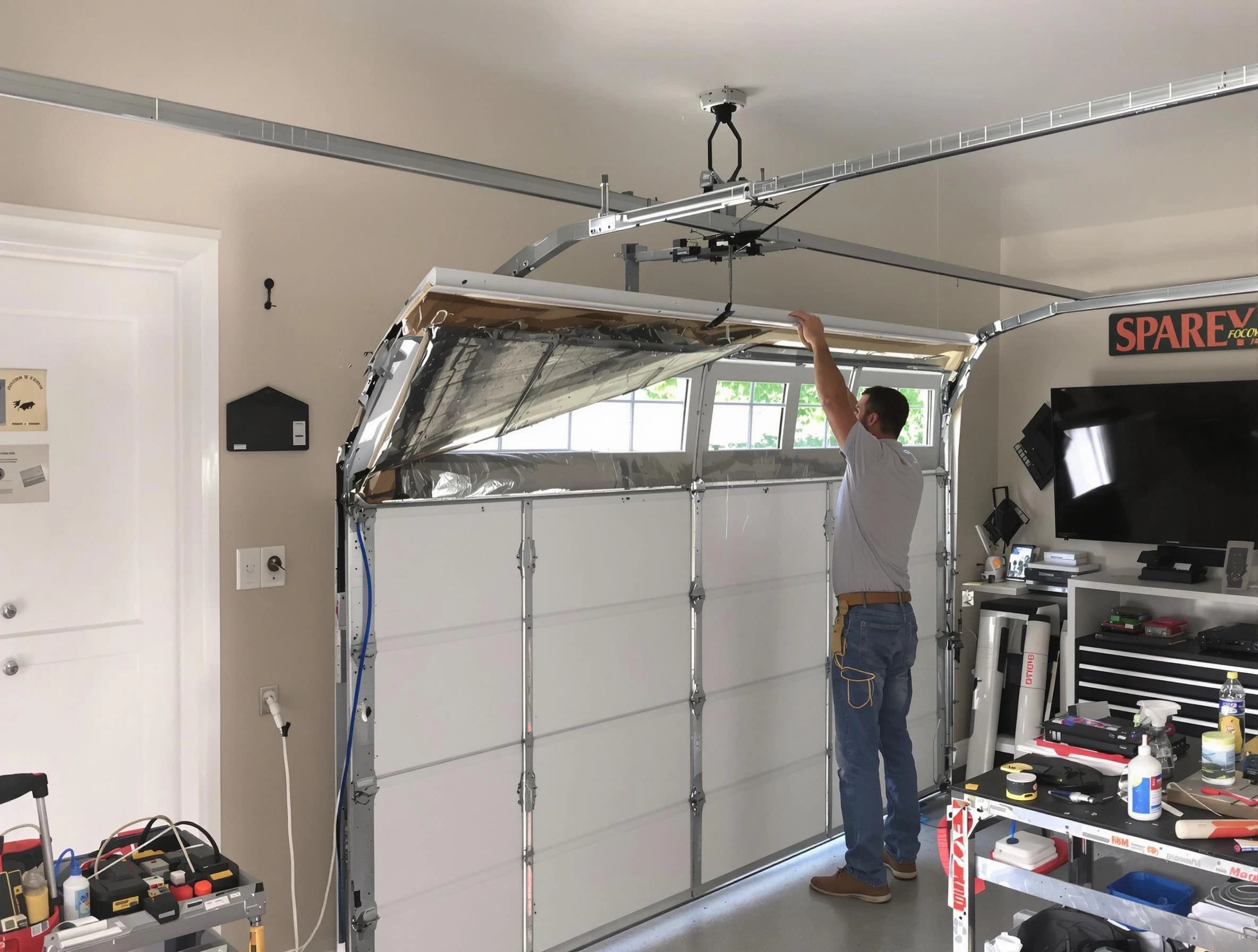 Garage door section replacement by Dedham Garage Door Repair in Dedham