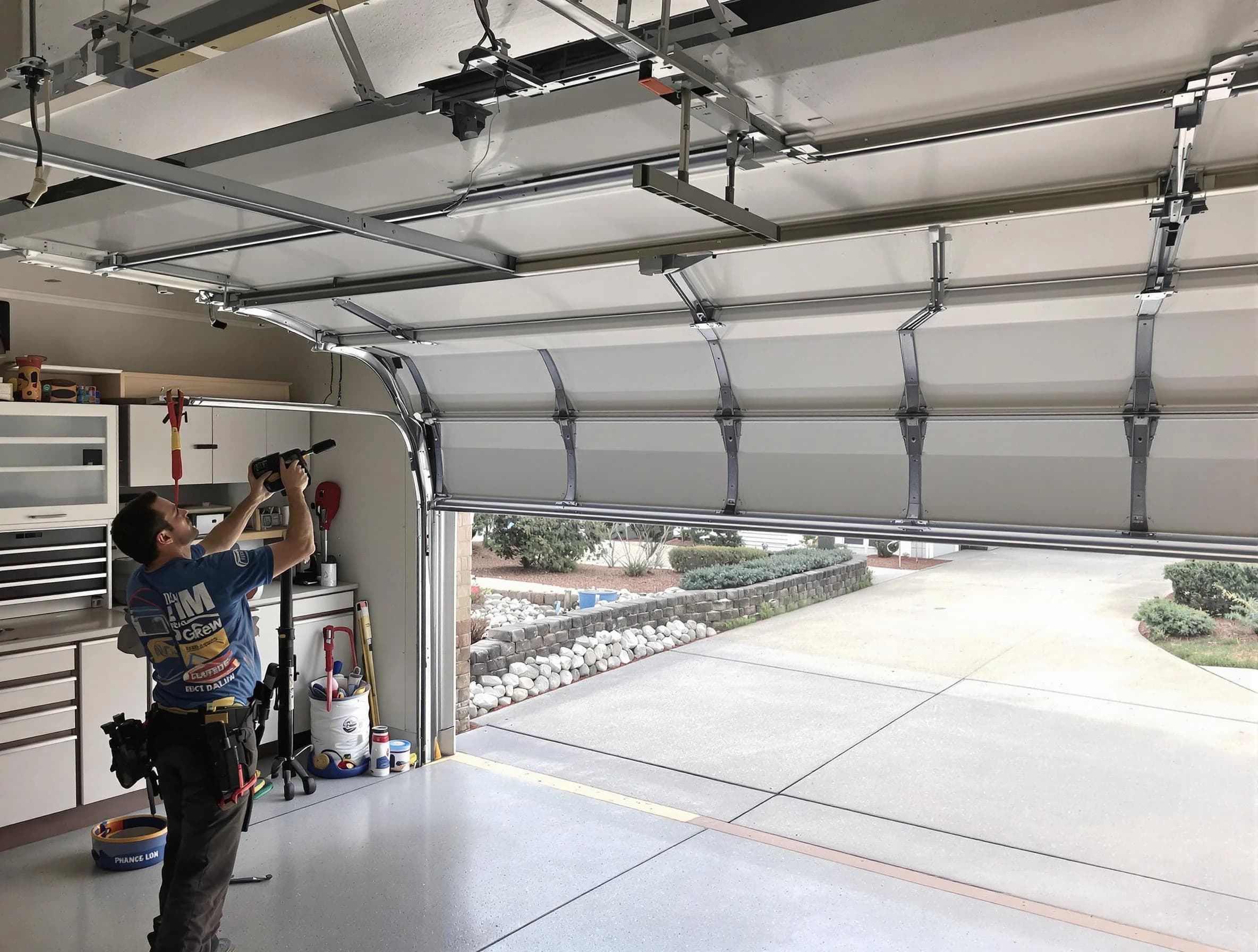 Garage door track repair service by Dedham Garage Door Repair in Dedham