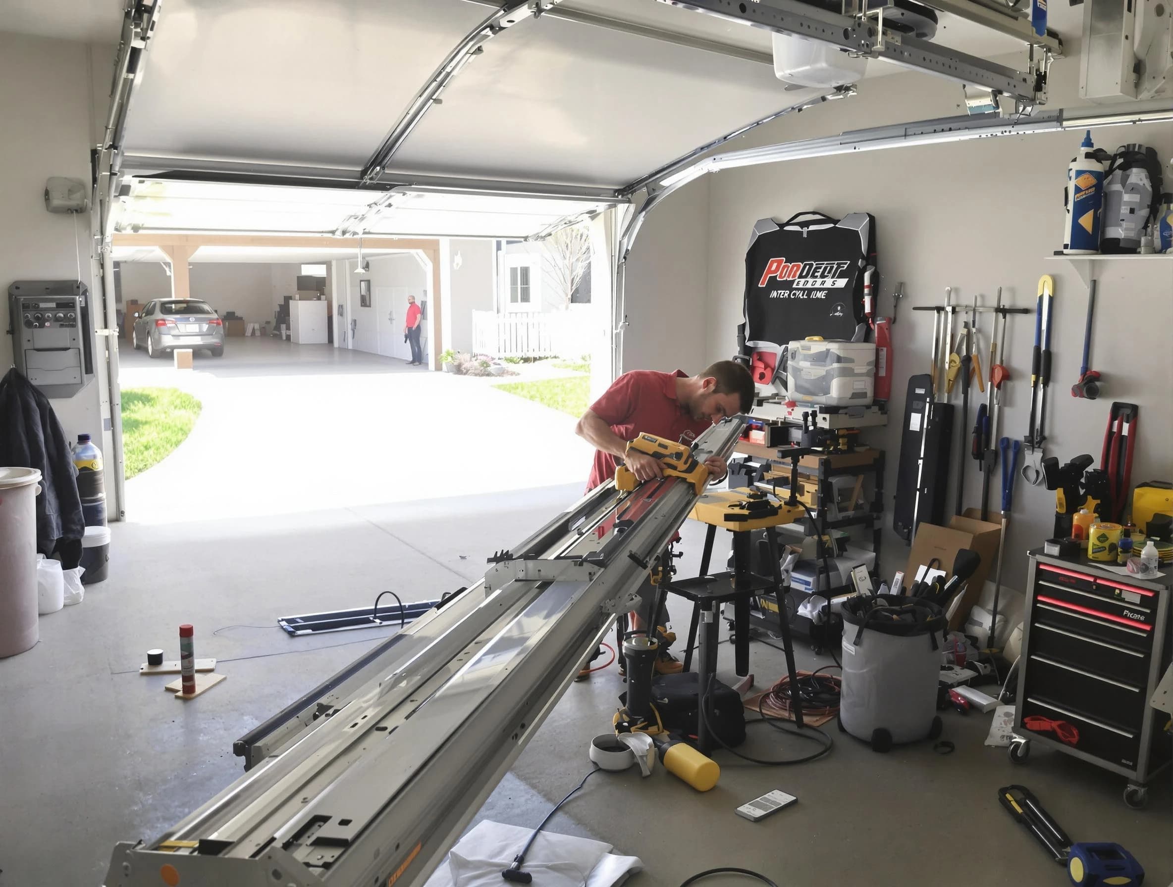 Dedham Garage Door Repair expert performing track repair in Dedham