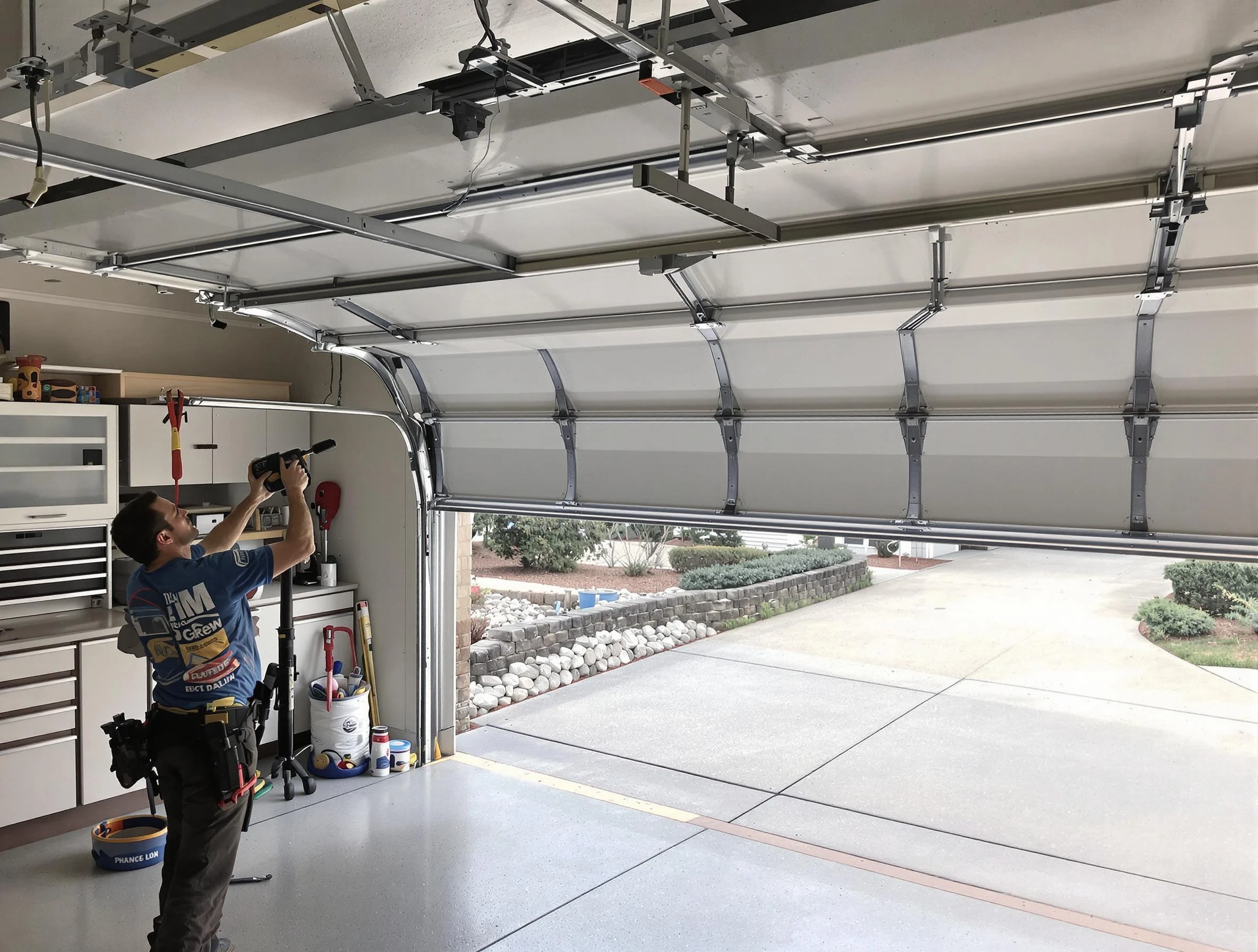 Garage door track repair service by Dedham Garage Door Repair in Dedham